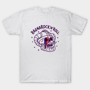 Ragnarock 'n' Roll - lightning bolt on Viking helmet skull T-Shirt